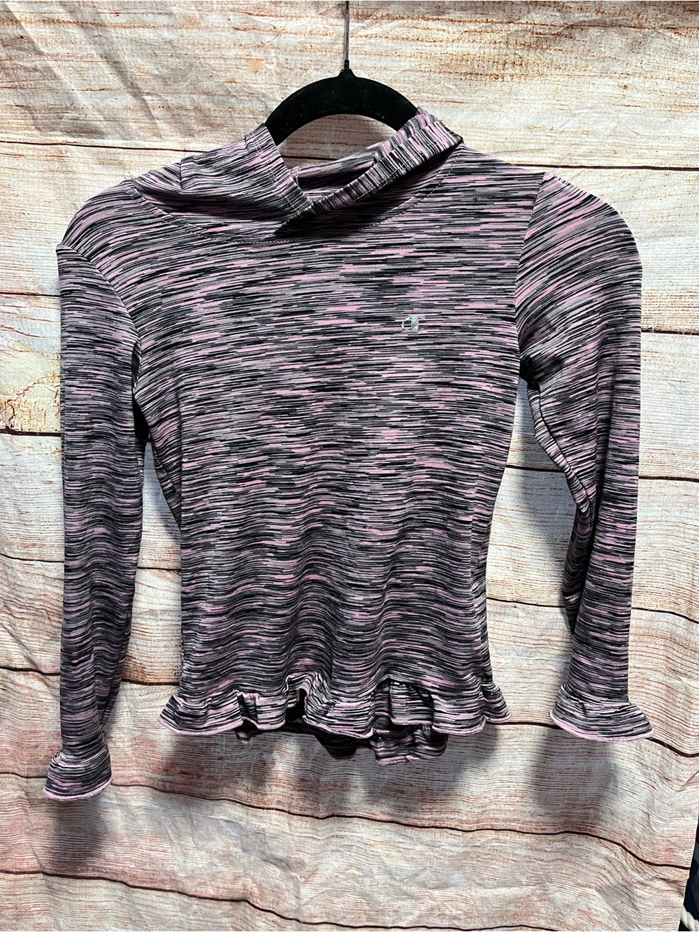 Champion hooded shirt-pink and black-Girls 6/6X